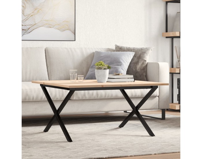 Sonata H Кафе маса X-образна рамка 90x90x45 см бор масив и чугун