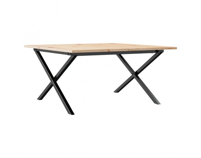Sonata H Кафе маса X-образна рамка 90x90x45 см бор масив и чугун