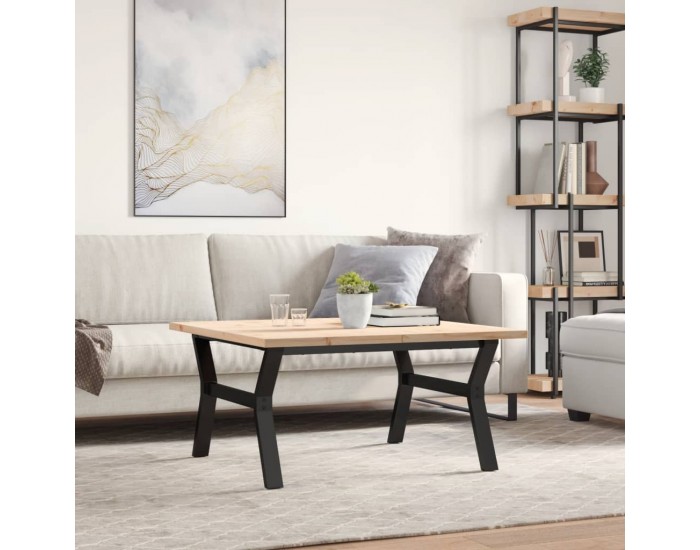 Sonata H Кафе маса Y-образна рамка 90x90x45,5 см бор масив и чугун