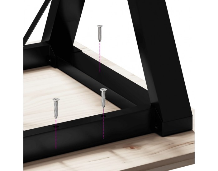 Sonata H Кафе маса Y-образна рамка 90x90x45,5 см бор масив и чугун