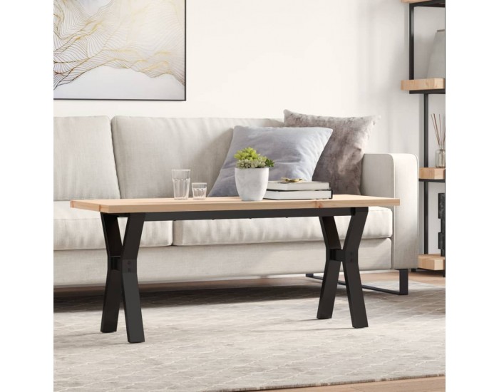 Sonata H Кафе маса Y-образна рамка 110x40x45,5 см бор масив и чугун