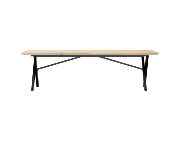 Sonata H Кафе маса X-образна рамка 160x40x45,5 см бор масив и чугун