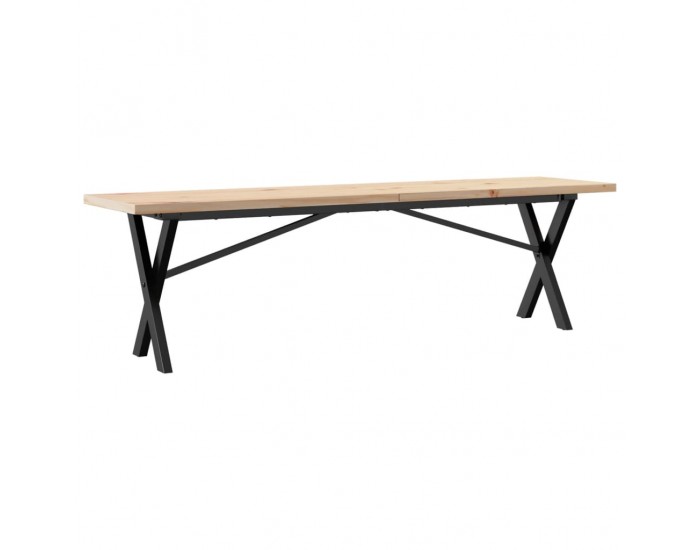 Sonata H Кафе маса X-образна рамка 160x40x45,5 см бор масив и чугун