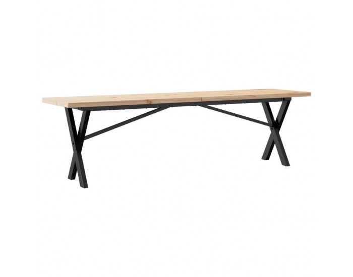 Sonata H Кафе маса X-образна рамка 160x40x45,5 см бор масив и чугун