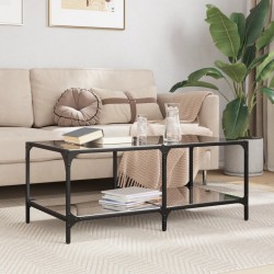 Sonata H Маса за кафе с черен стъклен плот 98,5x50x40 см стомана - Măsuțe de living