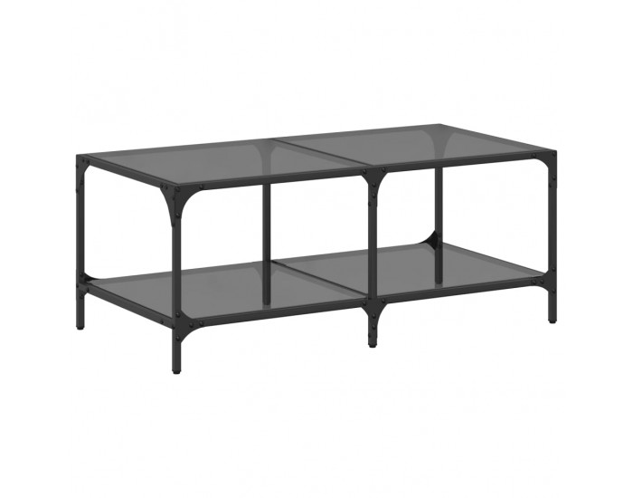 Sonata H Маса за кафе с черен стъклен плот 98,5x50x40 см стомана