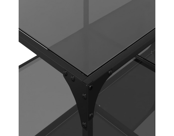 Sonata H Маса за кафе с черен стъклен плот 98,5x50x40 см стомана