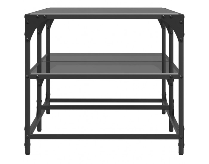 Sonata H Маса за кафе с черен стъклен плот 98,5x50x45 см стомана