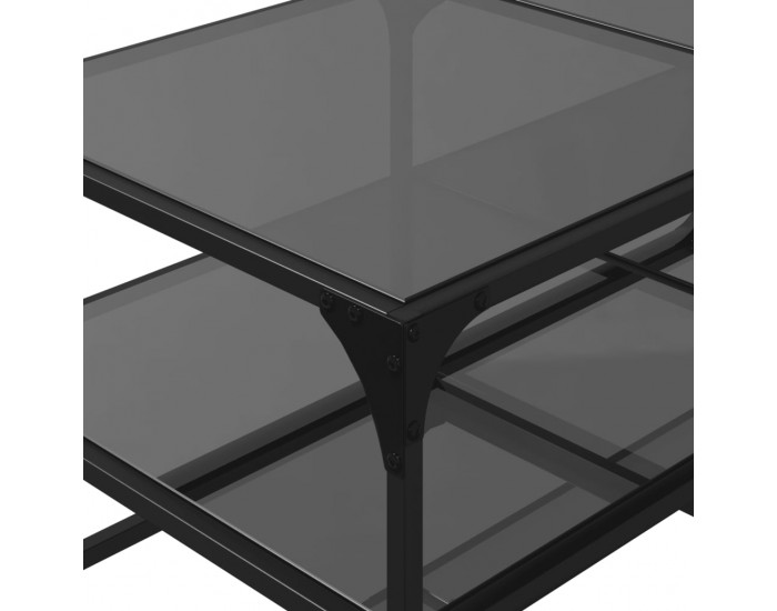 Sonata H Маса за кафе с черен стъклен плот 98,5x50x45 см стомана