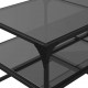 Sonata H Маса за кафе с черен стъклен плот 98,5x50x45 см стомана
