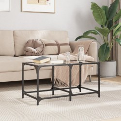 Sonata H Маса за кафе с прозрачен стъклен плот 78,5x40x40 см стомана - Măsuțe de living