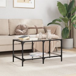 Sonata H Маса за кафе с прозрачен стъклен плот 78,5x40x40 см стомана - Măsuțe de living