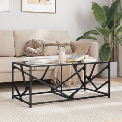 Sonata H Маса за кафе с черен стъклен плот 98,5x50x41 см стомана - Măsuțe de living