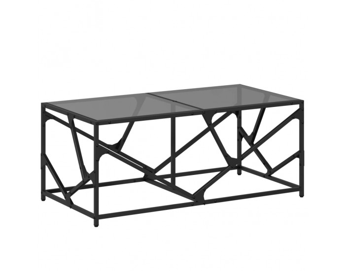 Sonata H Маса за кафе с черен стъклен плот 98,5x50x41 см стомана