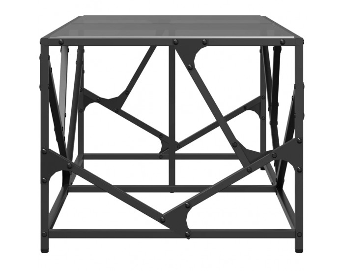 Sonata H Маса за кафе с черен стъклен плот 98,5x50x41 см стомана