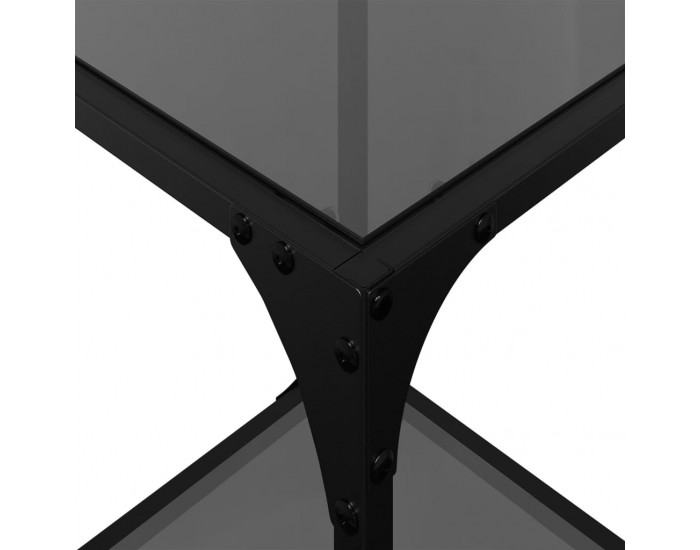 Sonata H Маси за кафе с черен стъклен плот 2 бр 30x30x40 см стомана