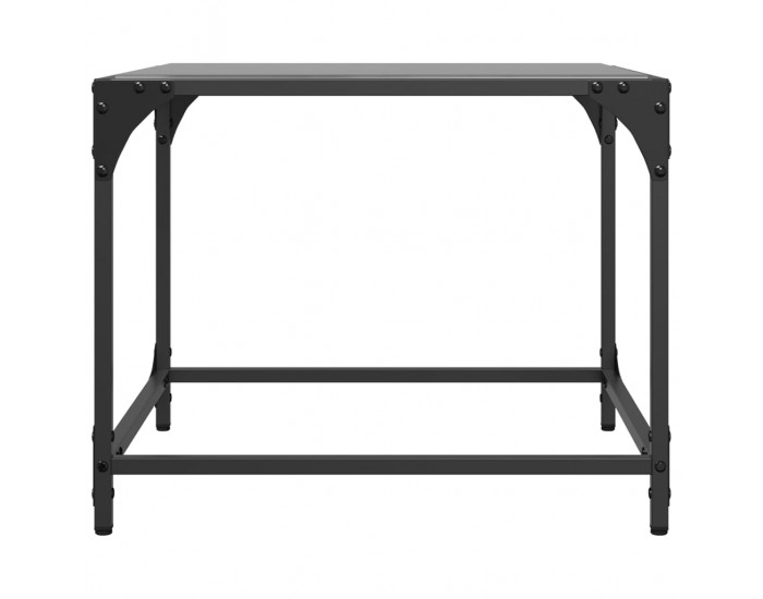 Sonata H Маси за кафе с черен стъклен плот 2 бр 50x50x40 см стомана