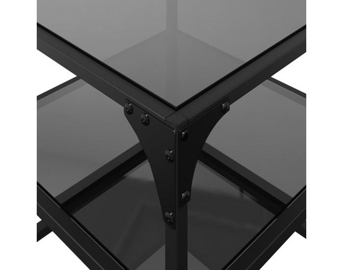 Sonata H Маси за кафе с черен стъклен плот 2 бр 40x40x45 см стомана