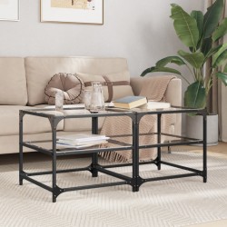 Sonata H Маси за кафе с прозрачен стъклен плот 2 бр 50x50x45 см стомана - Măsuțe de living