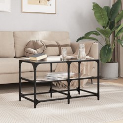 Sonata H Маса за кафе с черен стъклен плот 78,5x40x45 см стомана - Măsuțe de living