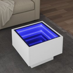 Sonata H Помощна маса с LED бяла 40x40x30 см инженерно дърво - Măsuțe de living