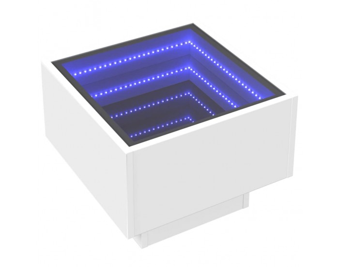 Sonata H Помощна маса с LED бяла 40x40x30 см инженерно дърво