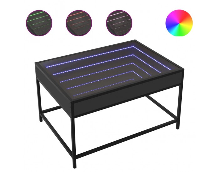 Sonata H Маса за кафе с Infinity LED черна 70x50x41 см