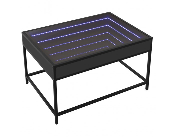 Sonata H Маса за кафе с Infinity LED черна 70x50x41 см