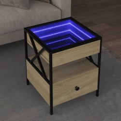 Sonata H Маса за кафе с Infinity LED, сонома дъб, 40x40x51 см - Măsuțe de living