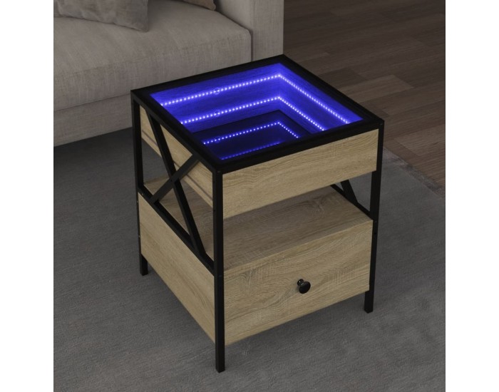Sonata H Маса за кафе с Infinity LED, сонома дъб, 40x40x51 см