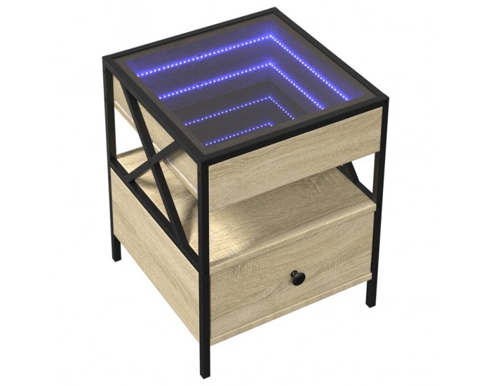 Sonata H Маса за кафе с Infinity LED, сонома дъб, 40x40x51 см