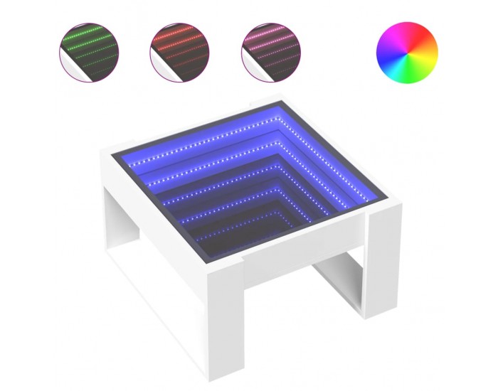 Sonata H Маса за кафе с Infinity LED бяла 50x53x30 см