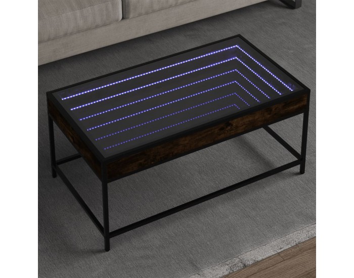Sonata H Маса за кафе с Infinity LED, опушен дъб, 90x50x41 см