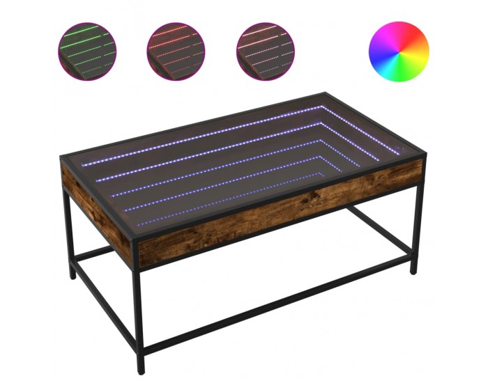 Sonata H Маса за кафе с Infinity LED, опушен дъб, 90x50x41 см