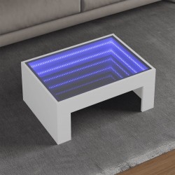 Sonata H Маса за кафе с Infinity LED, бяла, 70x50x30 см - Măsuțe de living