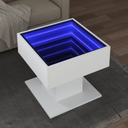 Sonata H Маса за кафе с LED, бяла, 50x50x45 см, инженерно дърво - Măsuțe de living