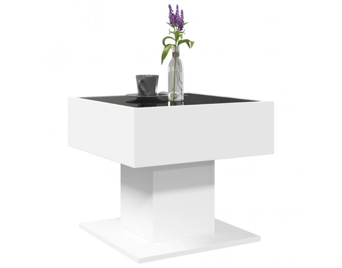 Sonata H Маса за кафе с LED, бяла, 50x50x45 см, инженерно дърво