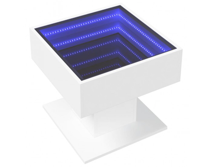 Sonata H Маса за кафе с LED, бяла, 50x50x45 см, инженерно дърво