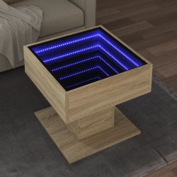 Sonata H Маса за кафе с LED, дъб сонома, 50x50x45 см, инженерно дърво - Măsuțe de living