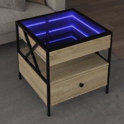 Sonata H Маса за кафе с Infinity LED, сонома дъб, 50x50x51 см - Măsuțe de living