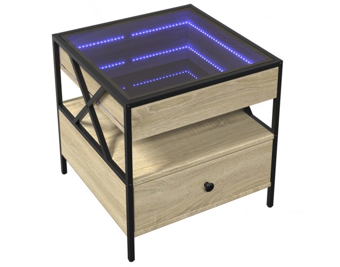 Sonata H Маса за кафе с Infinity LED, сонома дъб, 50x50x51 см