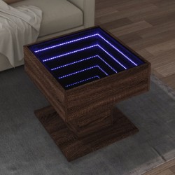 Sonata H Маса за кафе с LED, кафяв дъб, 50x50x45 см, инженерно дърво - Măsuțe de living