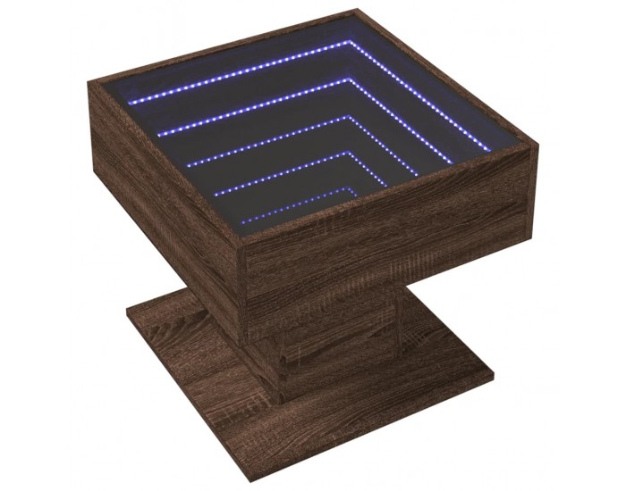 Sonata H Маса за кафе с LED, кафяв дъб, 50x50x45 см, инженерно дърво
