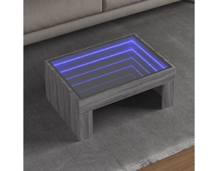 Sonata H Маса за кафе с Infinity LED, сив сонома, 70x50x30 см