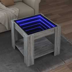 Sonata H Маса за кафе с LED, сив сонома, 53x53x45 см, инженерно дърво - Măsuțe de living