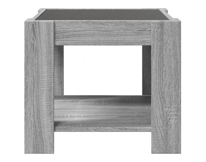 Sonata H Маса за кафе с LED, сив сонома, 53x53x45 см, инженерно дърво