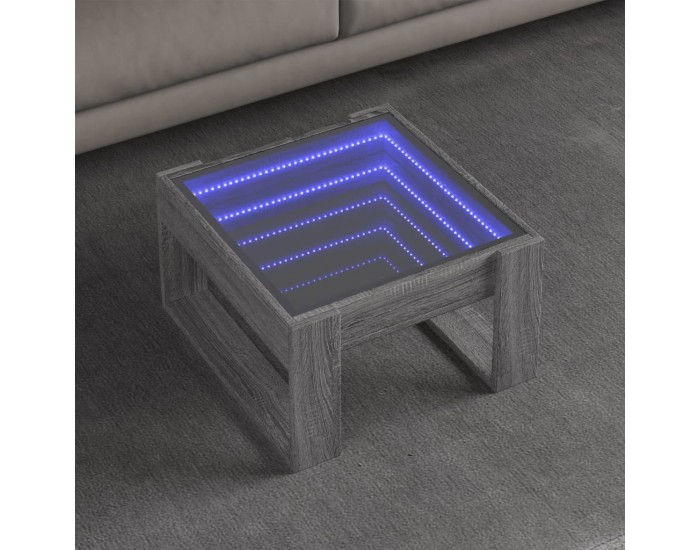 Sonata H Маса за кафе с Infinity LED, сив сонома, 50x53x30 см