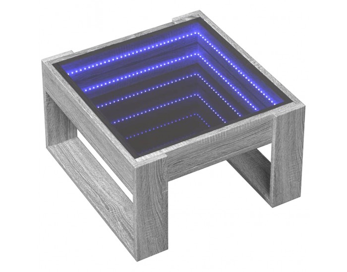 Sonata H Маса за кафе с Infinity LED, сив сонома, 50x53x30 см