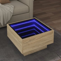 Sonata H Маса за кафе с LED, сонома дъб, 50x50x30 см, инженерно дърво - Măsuțe de living