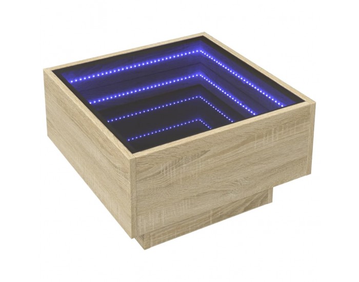 Sonata H Маса за кафе с LED, сонома дъб, 50x50x30 см, инженерно дърво